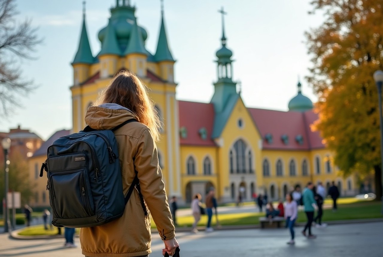 Student arriving at Debrecen International Airport or train station