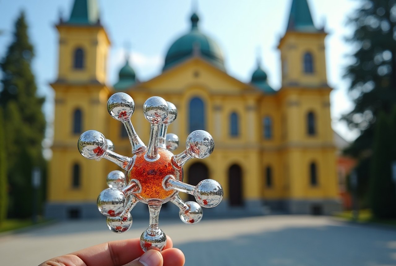 Close-up of molecular model or lab glassware