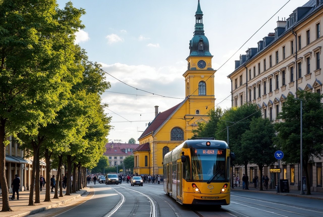 Debrecen tram or street scene