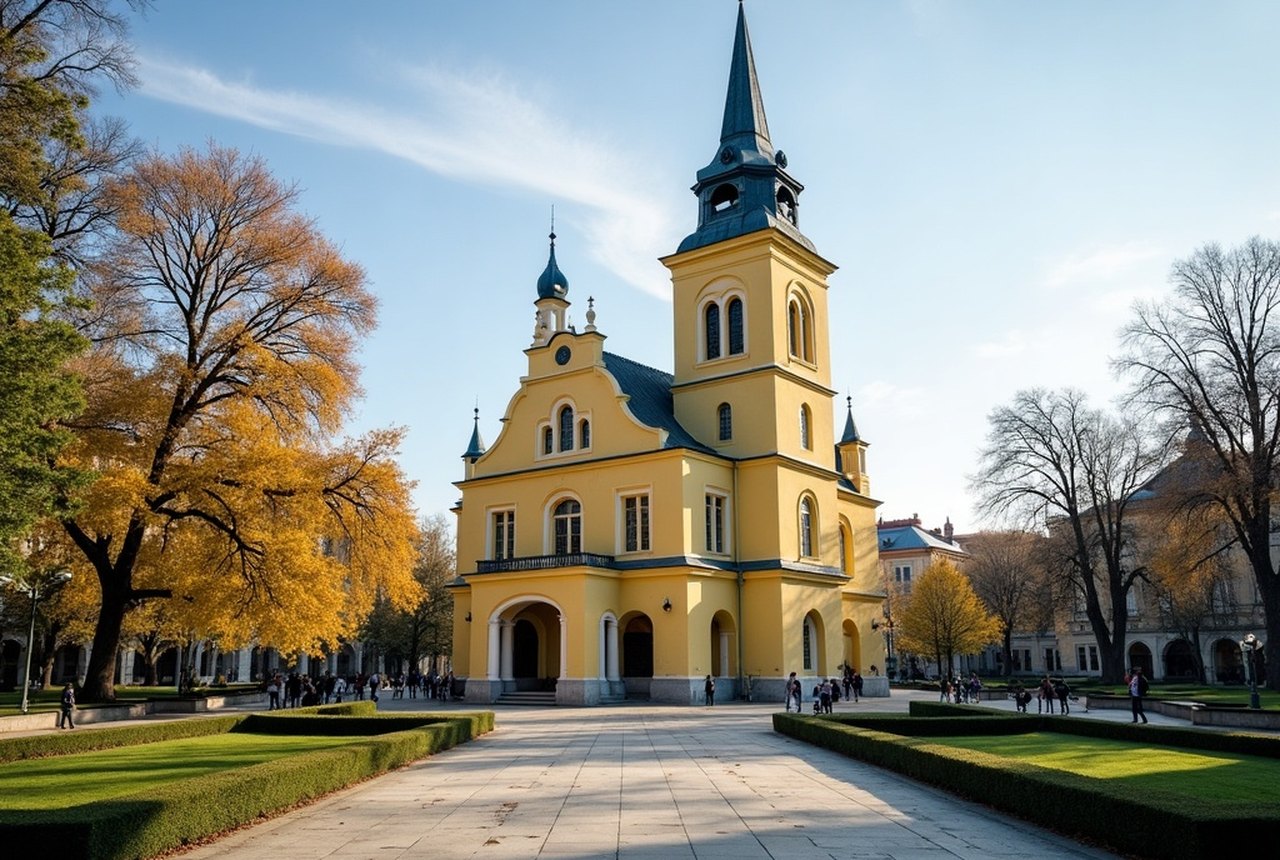 Wide shot of the Neo-Baroque main building on Egyetem tér